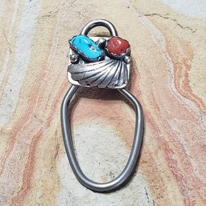 Vintage Turquoise Coral Keychain.